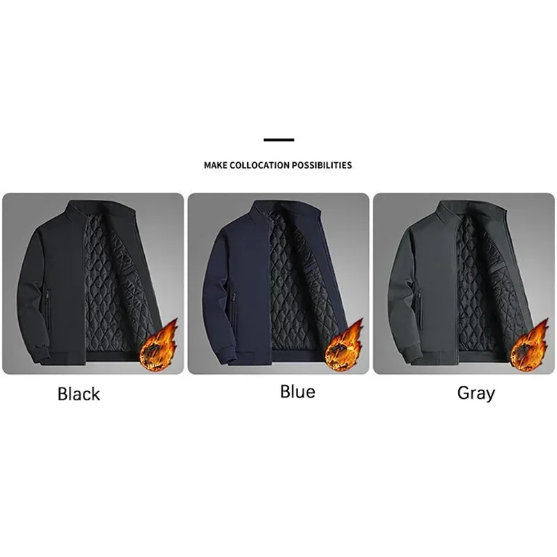 BROWON Plus Size 8xl Jacket for Men 2025 Thick Stand Collar Solid Winter Jacket Men Waterproof Warm Business Casual Men Coats - Image 4