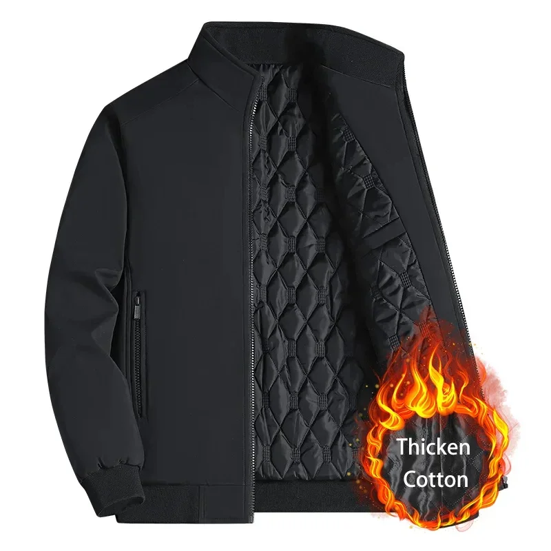BROWON Plus Size 8xl Jacket for Men 2025 Thick Stand Collar Solid Winter Jacket Men Waterproof Warm Business Casual Men Coats - Image 3