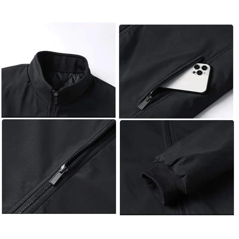 BROWON Plus Size 8xl Jacket for Men 2025 Thick Stand Collar Solid Winter Jacket Men Waterproof Warm Business Casual Men Coats - Image 5