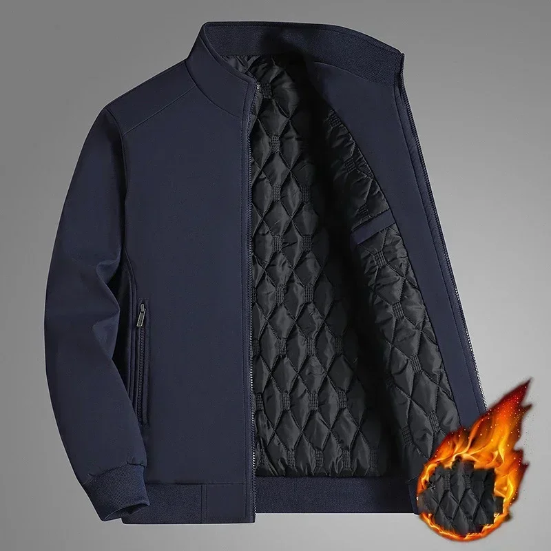 BROWON Plus Size 8xl Jacket for Men 2025 Thick Stand Collar Solid Winter Jacket Men Waterproof Warm Business Casual Men Coats - Image 2